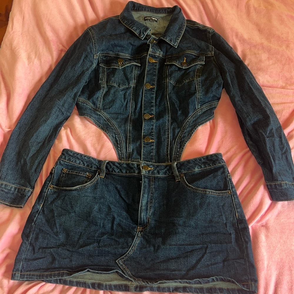 Fashion Nova Two Piece Mini Skirt Sexy Set